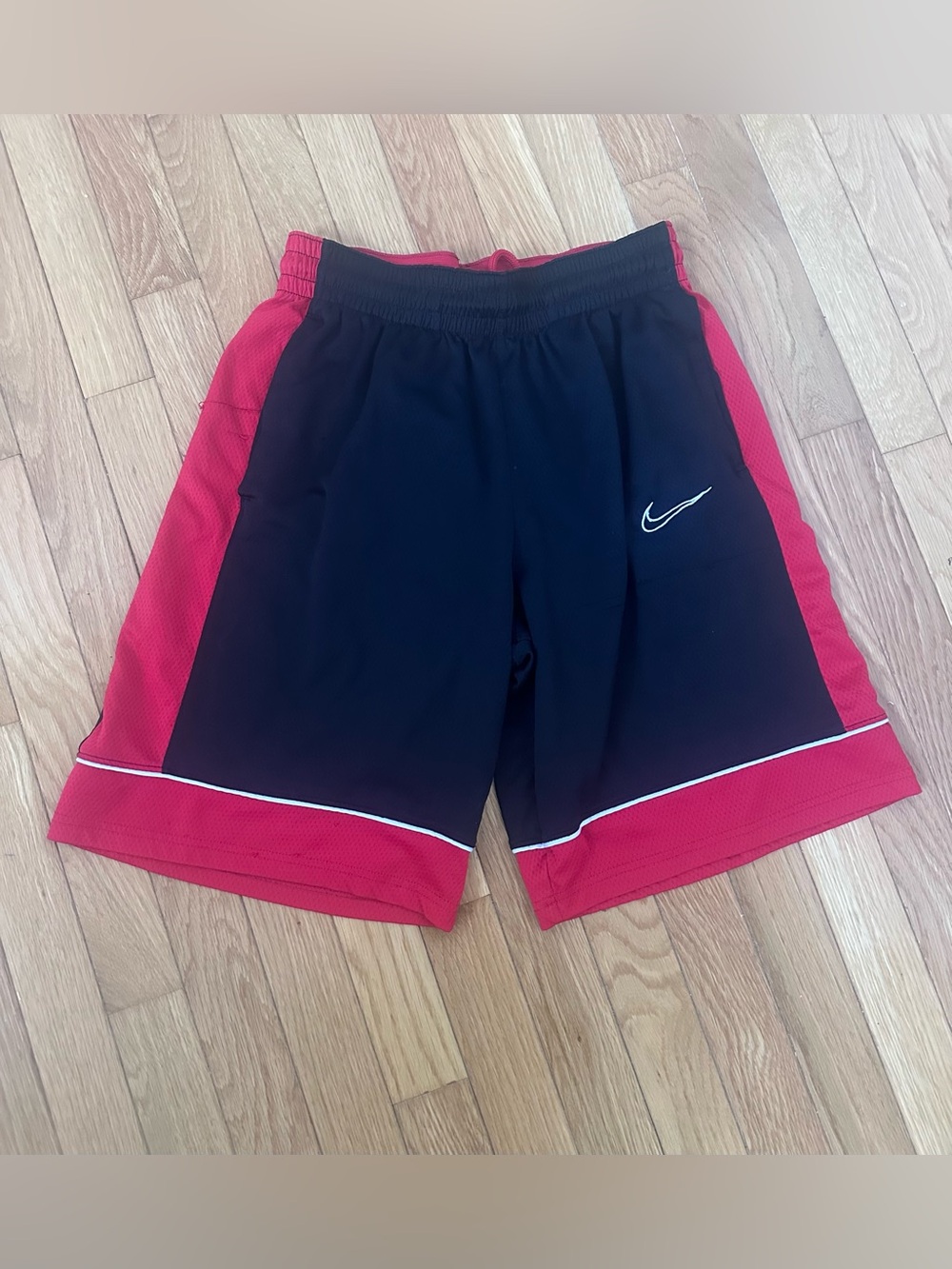 Men’s Nike Black and Red Training Shorts with White Piping Size Medium